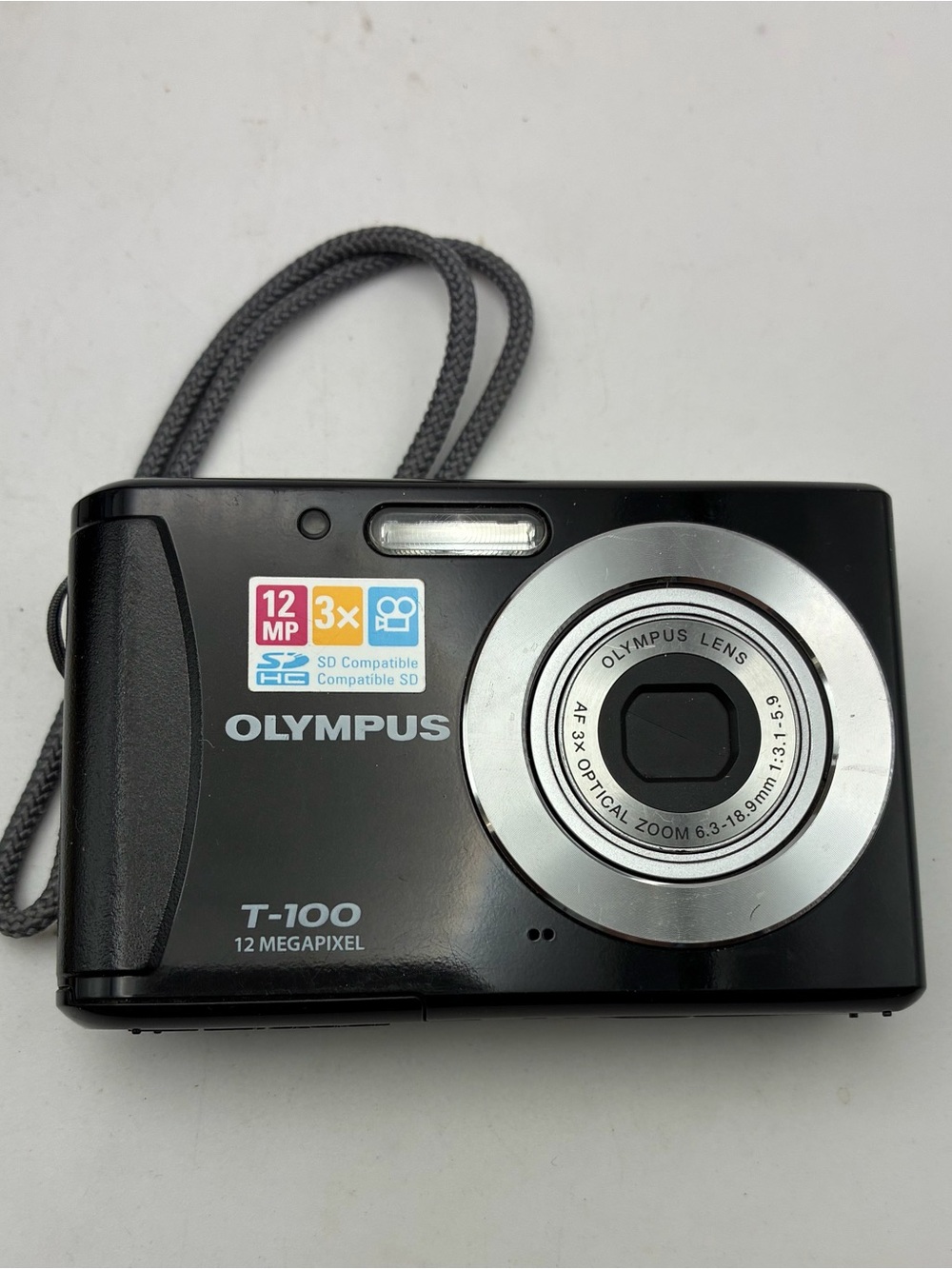 Olympus T-100 12MP Digital Camera Black Box Accessories UNTESTED No Charger